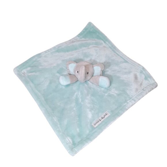 2016 Blankets & Beyond Plush Elephant Aqua Baby Lovey Security Blanket 15" - Picture 2 of 5